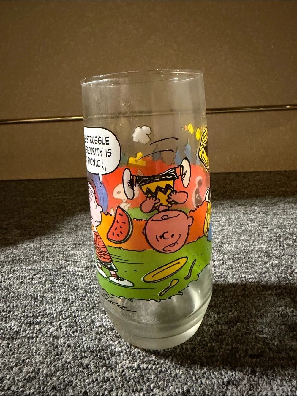 McDonalds PEANUTS Woodstock & Lucy Camp Snoopy Collection Cartoon Glass